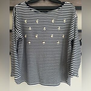 Banana Republic Striped Boat Neck 3/4 Sleeve sweater